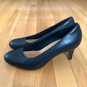 Clarks Black Leather 2 inch Heel
